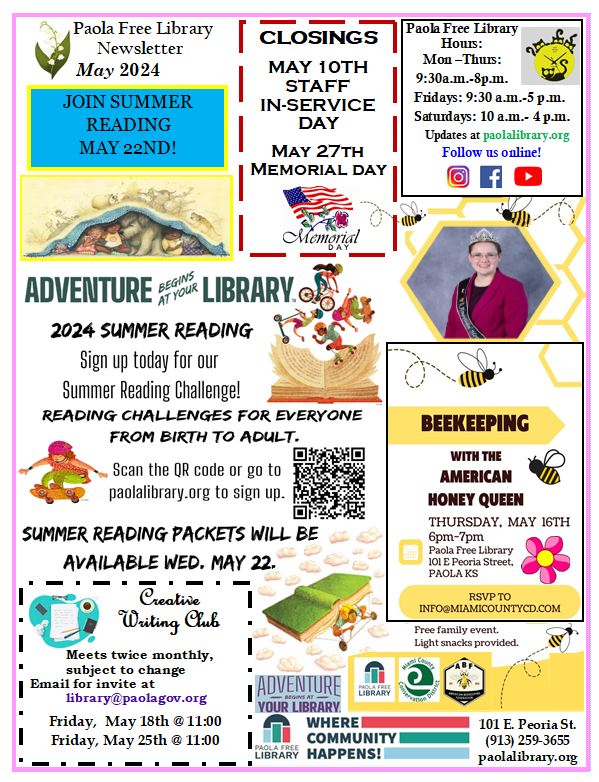 May 2024 Library Announcements page 1